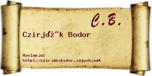 Czirják Bodor névjegykártya